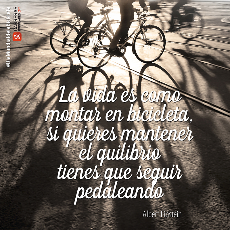 La vida es como montar en bicicleta, si quieres mantener el equilibrio tienes que seguir pedaleando.