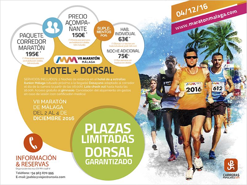 Viaja con nosotros al Maratón de Málaga: Oferta Pack Dorsal + Hotel
